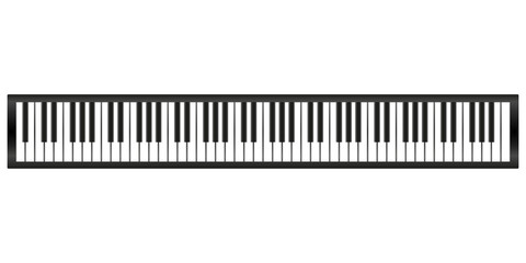 Piano keyboard vector illustration. 88 keys of piano.