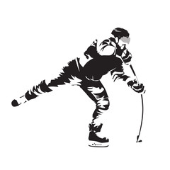 Shooting ice hockey player, abstract vector silhouette - obrazy, fototapety, plakaty