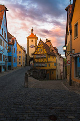 Rothenberg German traditional house with beautiful sunrise morning sky.