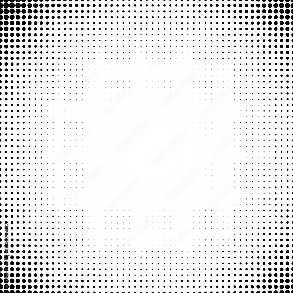 Poster Vector background of dots in the corners of the image. Black digital vignette in cartoon style for comics.