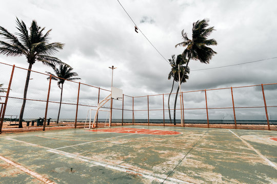 Basketball court and soccer next to the beach in Brazil