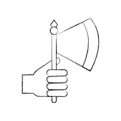 hand with ax weapon warrior game vector illustration design