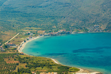 Fototapeta na wymiar Top view of Neo Itilo bay, located in southern Peloponnese, Mani area in Lakonia, Greece.