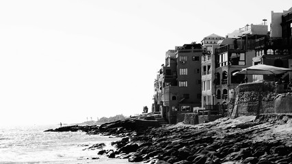 Houses next to the beach in Taghazout, Morocco