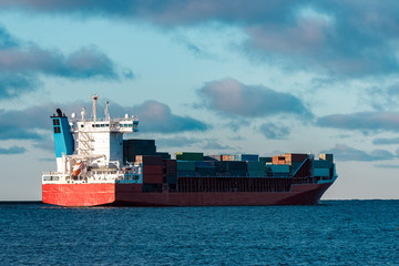 Red container ship