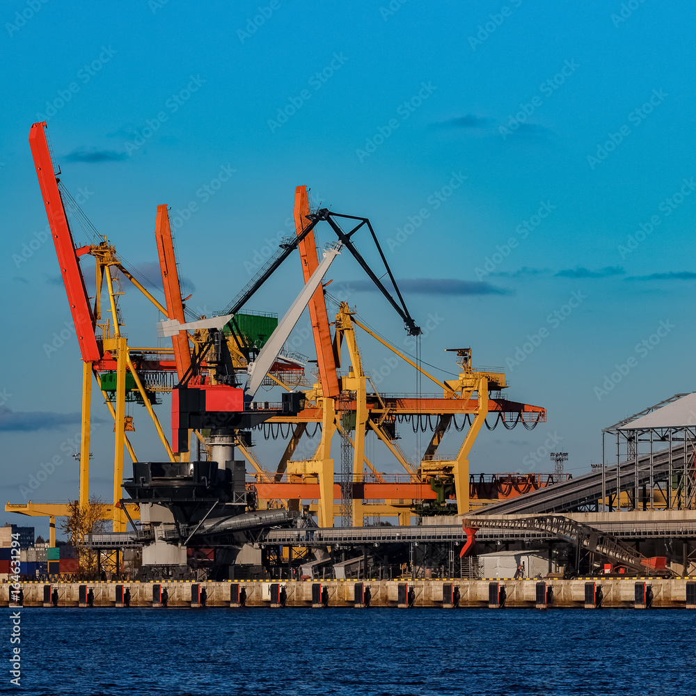 Canvas Prints Yellow cargo cranes