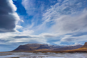 Scenic view of Westfjords, close to Raudisandur beach, Iceland