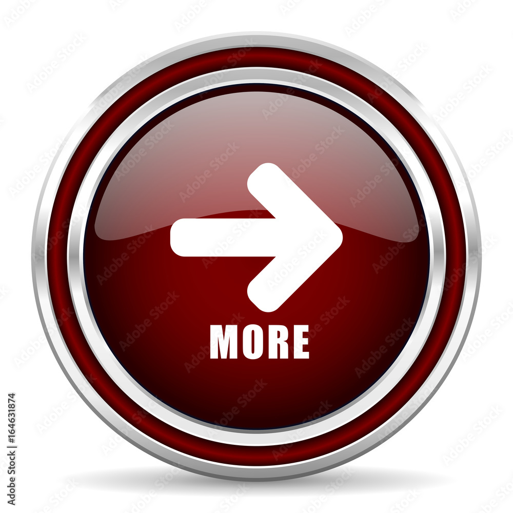 Fototapete more red glossy icon. chrome border round web button. silver metallic pushbutton.