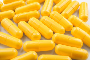 Health care concept. Colorful pills closeup