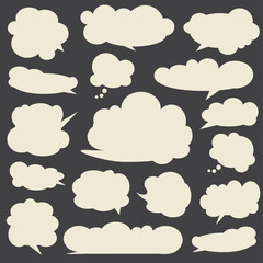 Set of white talking bubbles. Cloud bubbles.