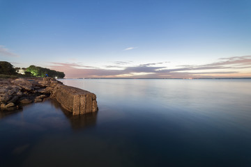 Early nightfall at Yarmouth on the Isle of Wight, UK.