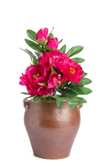 Naklejka na ściany i meble Pot with synthetic flowers