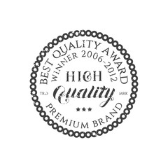 High Quality Retro Grey Typography Round Emblem Logo Isolated on White Background. Vintage Badge with Hand Drawn Lettering. Vector Illustration for Web Graphic Design, Print, Logotype, Brand, Symbol.