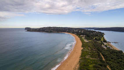 Aerial view of Palm Beach peninsula Sydney Australia