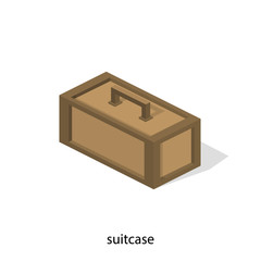 Isometric 3D vector illustration wooden box with tools. Suitcase for accessories