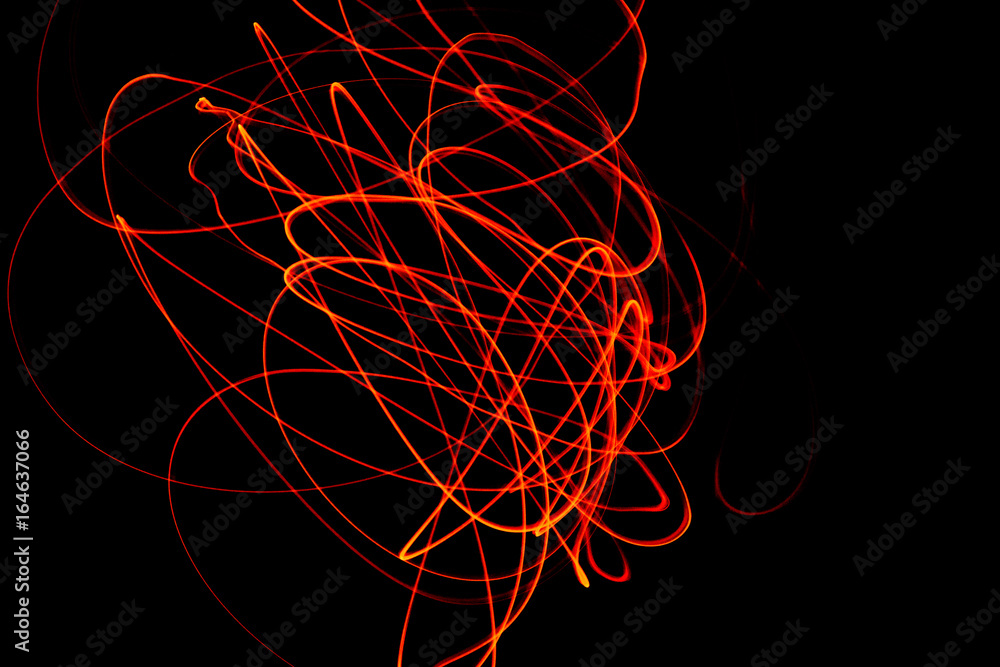 Wall mural background black background red bright lines swirl night