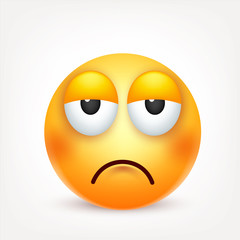 Smiley,emoticon. Yellow face with emotions. Facial expression. 3d realistic emoji. Sad,happy,angry faces.Funny cartoon character.Mood. Web icon. Vector illustration.