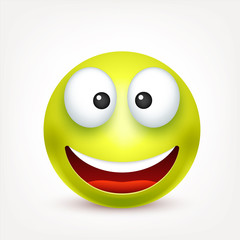 Smiley,emoticon. Yellow face with emotions. Facial expression. 3d realistic emoji. Sad,happy,angry faces.Funny cartoon character.Mood. Web icon. Vector illustration.