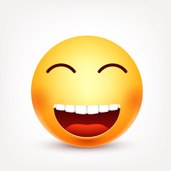 Smiley,emoticon. Yellow face with emotions. Facial expression. 3d realistic emoji. Sad,happy,angry faces.Funny cartoon character.Mood. Web icon. Vector illustration.