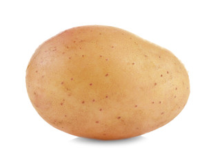Raw unpeeled potato on white background