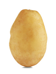 Raw unpeeled potato on white background