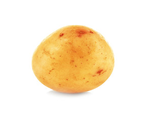 Raw unpeeled potato on white background
