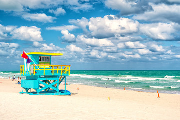 South Beach, Miami, Florida, lifeguard house - obrazy, fototapety, plakaty