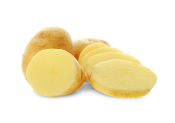Sliced potatoes isolated on white