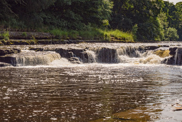 The Lower Falls, Aysgarth waterfalls on beautiful summers day at Aysgarth, Leyburn, North Yorkshire, UK