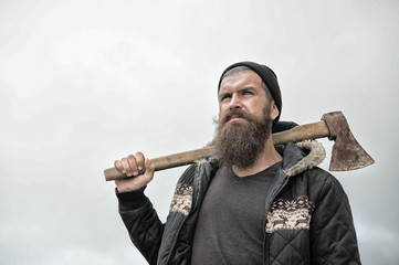man hipster or guy with beard and moustache
