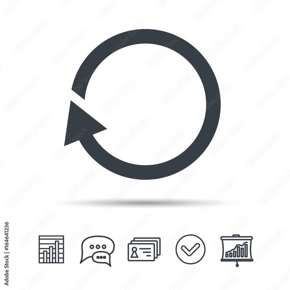 Poster update icon. refresh or repeat symbol. chat speech bubble, chart and presentation signs. contacts an