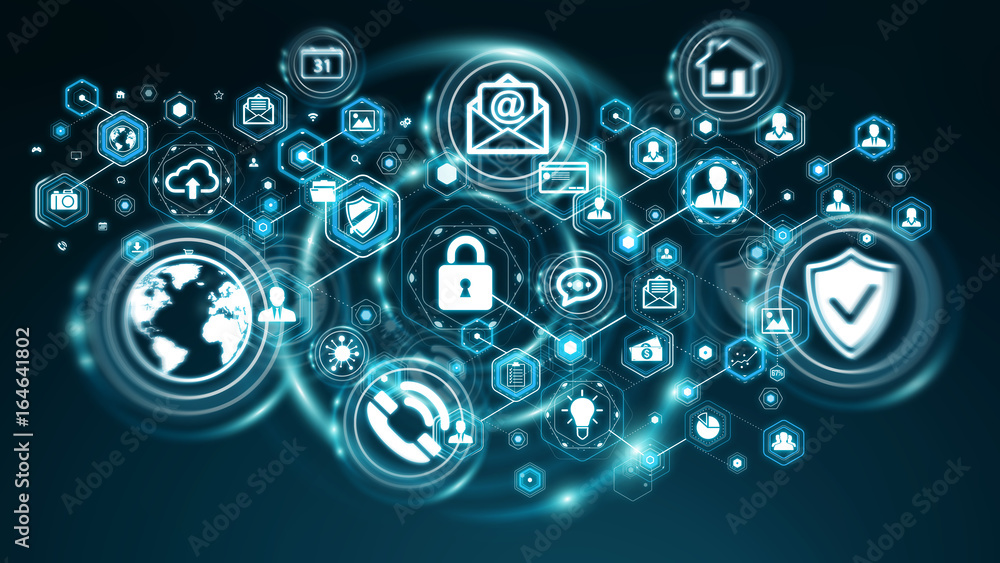 Poster Personal data information protected by software 3D rendering