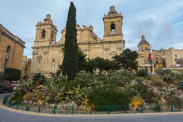 Baroque architecture of St Lawrence Church in Vittoriosa, Valletta, Malta