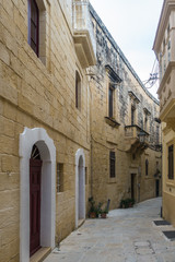 Typical limestone buildings in Vittoriosa (Birgu), Valletta, Malta
