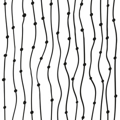 Retro line seamless pattern. Hand drawn.