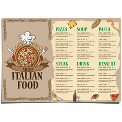 menu Italian food restaurant template design hand drawing graphic.