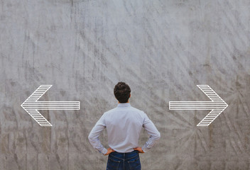 right or left, choosing direction concept