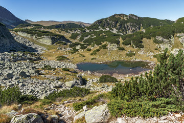 Fototapeta na wymiar Amazing landscape of Lake with clear waters, Rila Mountain, Bulgaria