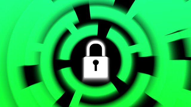 4k Digital Padlock Cyber Security Concept,internet connection tunnel with secure connection lock at the center,data display.