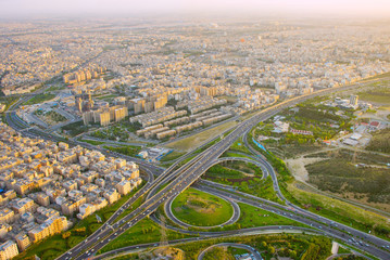 Iran highway, aerial view. Tehran