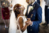 Newlywed African Descent Couple Dancing Wedding Celebration