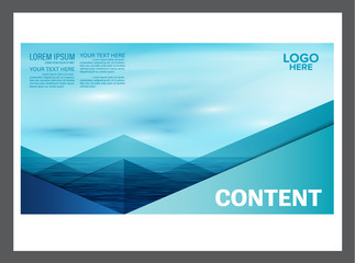 Seascape and blue sky presentation layout design template background for tourism travel business. illustration vector artwork.