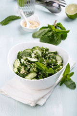 Cucumber salad with mint and sesame seeds