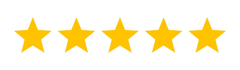 Five stars customer product rating review flat icon for apps and websites