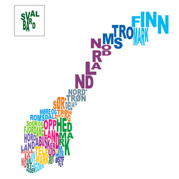 Counties of Norway word cloud