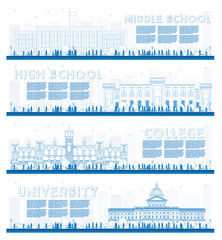 Outline Set of University, High School and College Study Banners.