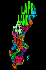 Provinces of Sweden word cloud black