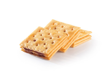 Tasty biscuits isolated on white background.