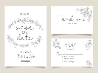 Fototapeta na wymiar Wedding invitation Card template. 
