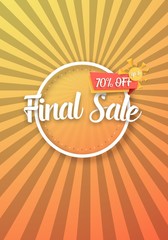 Illustration of Final Sale Vector Poster with Sunburs Lines on Background. Bright Sale Flyer Template